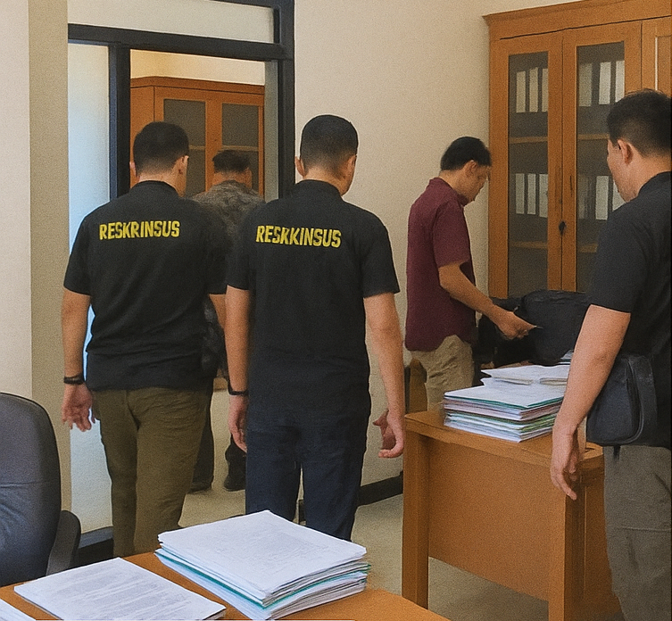 Tim Ditreskrimsus Polda Gorontalo Geledah Kantor Dinas PUPR Kabupaten Gorontalo Terkait Dugaan Korupsi Proyek Jalan PEN